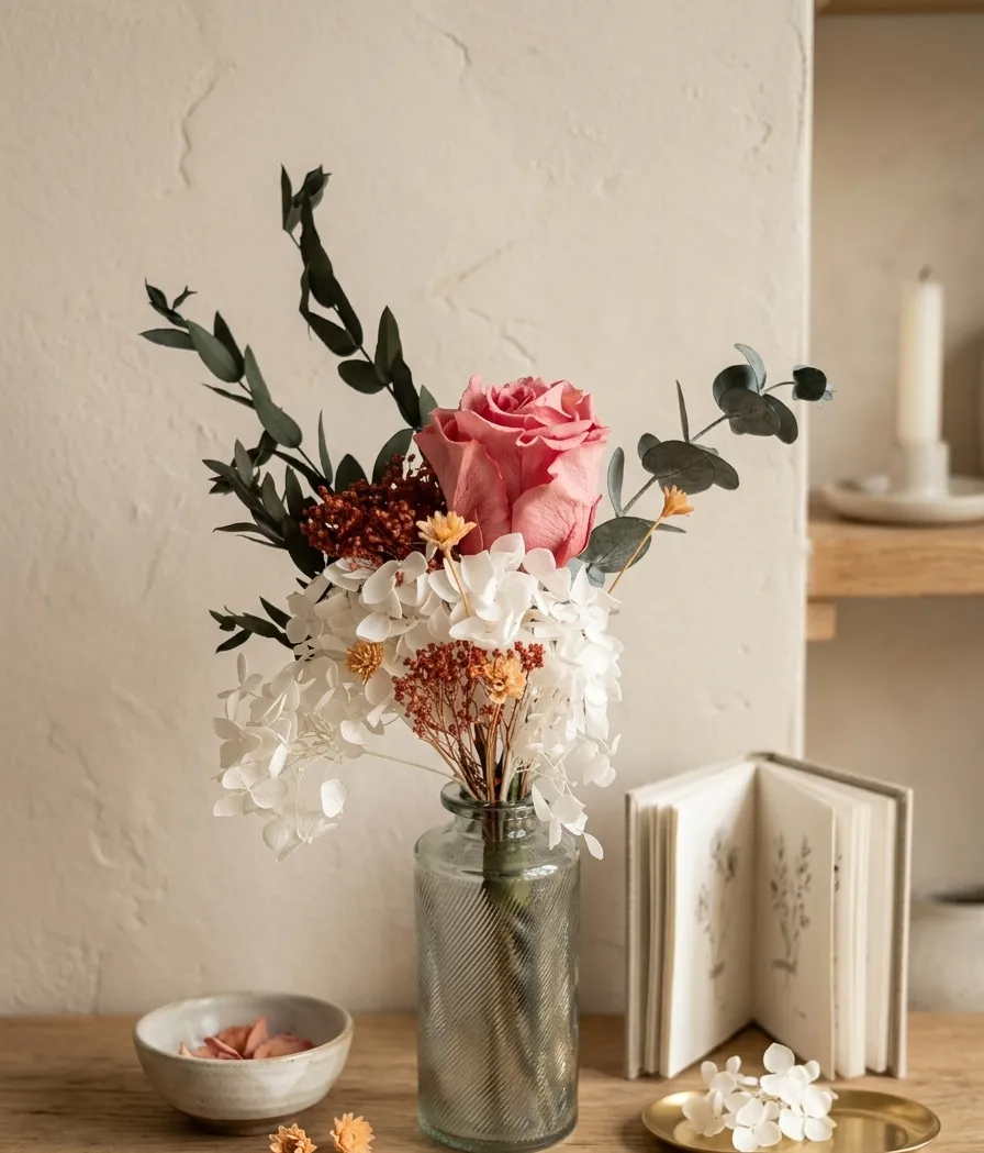 Mini Bouquet Douce Romance — fleurs stabilisées