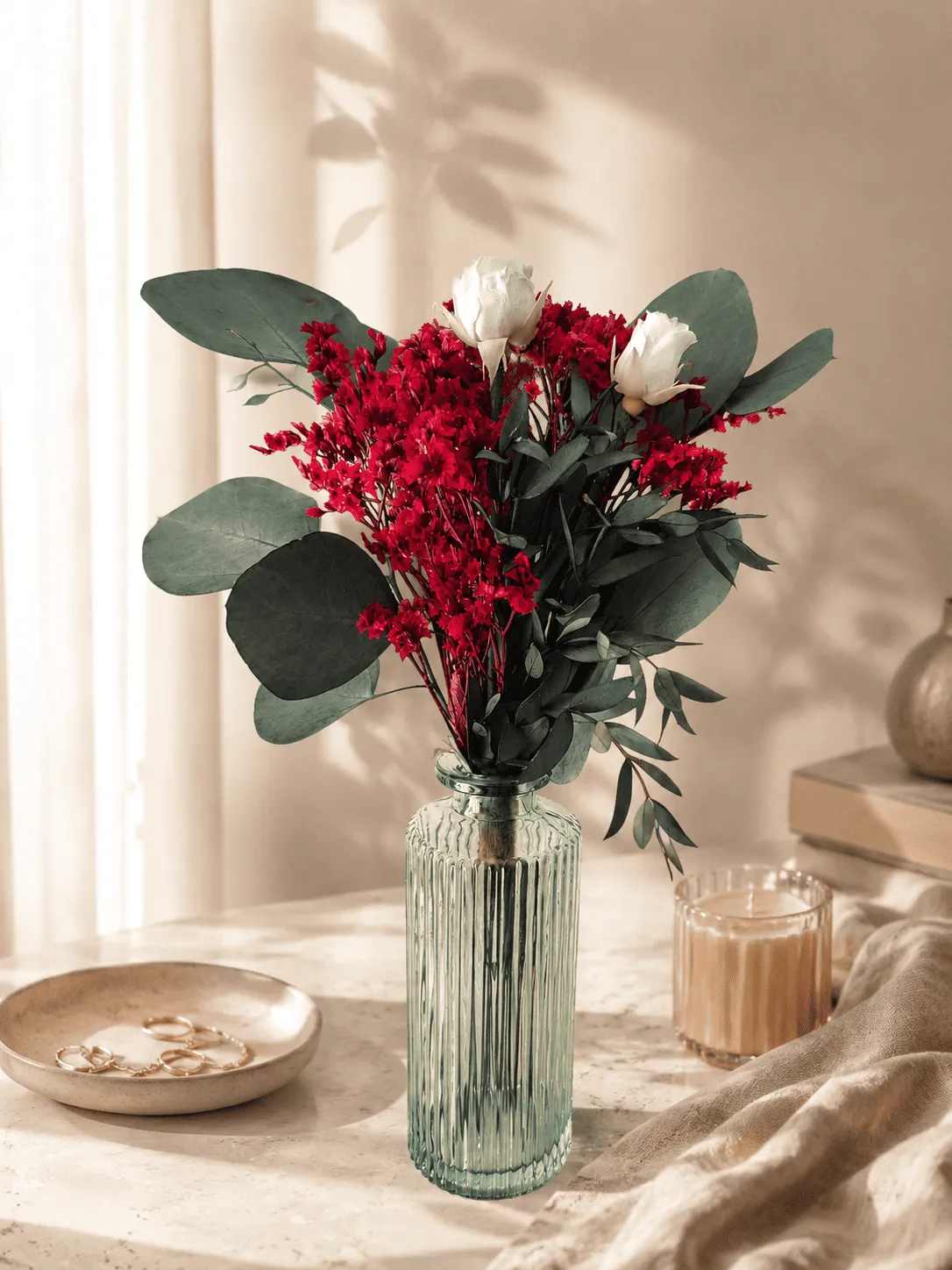 Mini Bouquet Rubis — fleurs stabilisées